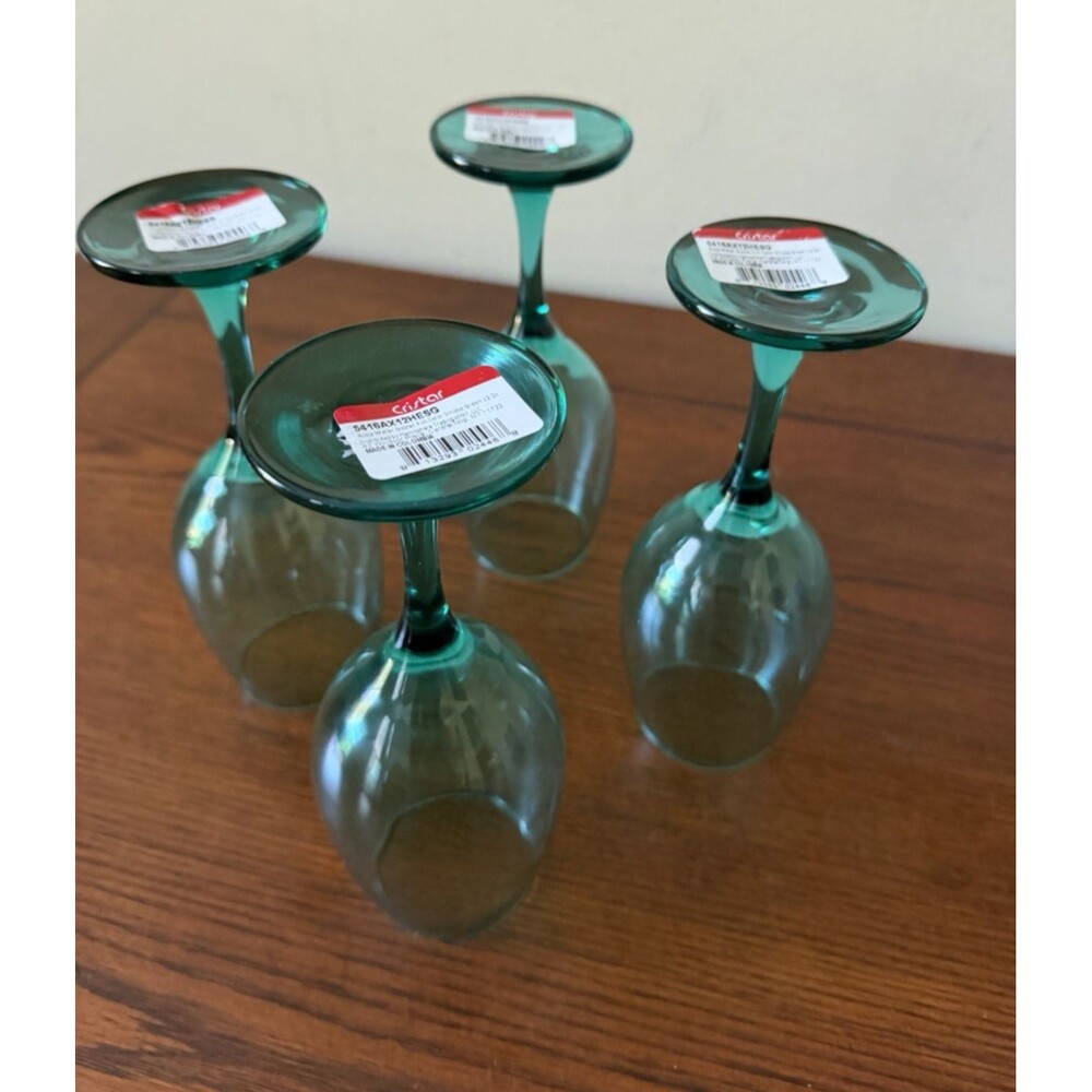 Cristar Rioja Wine Glasses Smoke Green 8" 12oz Goblets Set of 4 - Picture 4 of 11